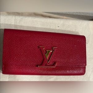 Louis Vuitton Red Capucines Leather Wallet